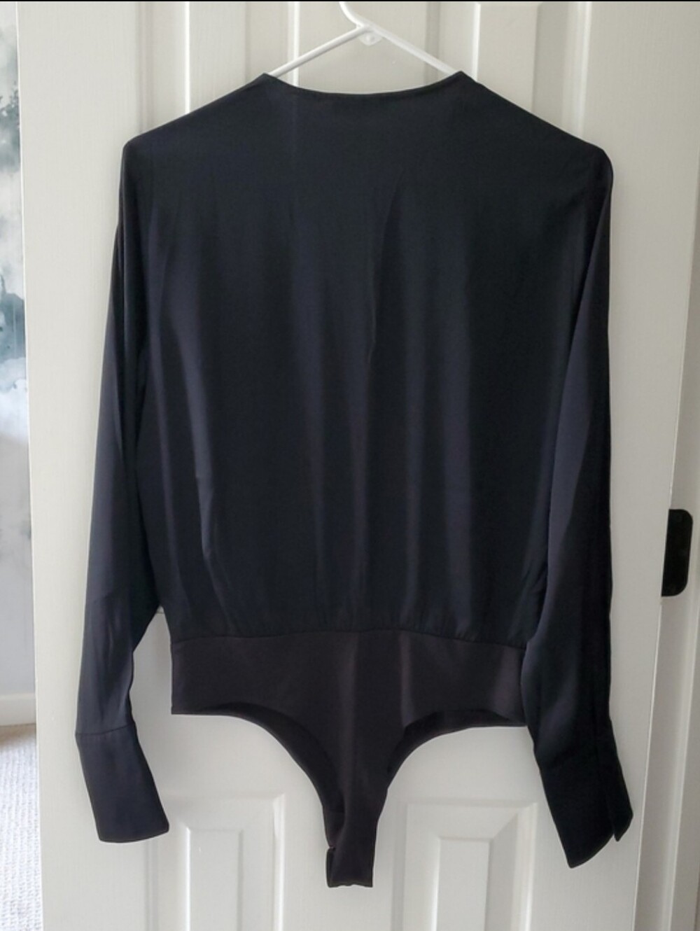 ๐ NWT Quince Washable Stretch Silk Surplice Bodysuit, Black (S) - Picture 13 of 15